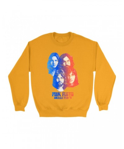 $12.93 Pink Floyd Bright Colored Sweatshirt | Group Ombre Animals '77 Tour Image Distressed Sweatshirt Sweatshirts