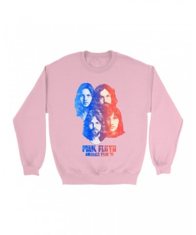 $12.93 Pink Floyd Bright Colored Sweatshirt | Group Ombre Animals '77 Tour Image Distressed Sweatshirt Sweatshirts