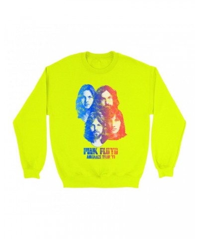 $12.93 Pink Floyd Bright Colored Sweatshirt | Group Ombre Animals '77 Tour Image Distressed Sweatshirt Sweatshirts