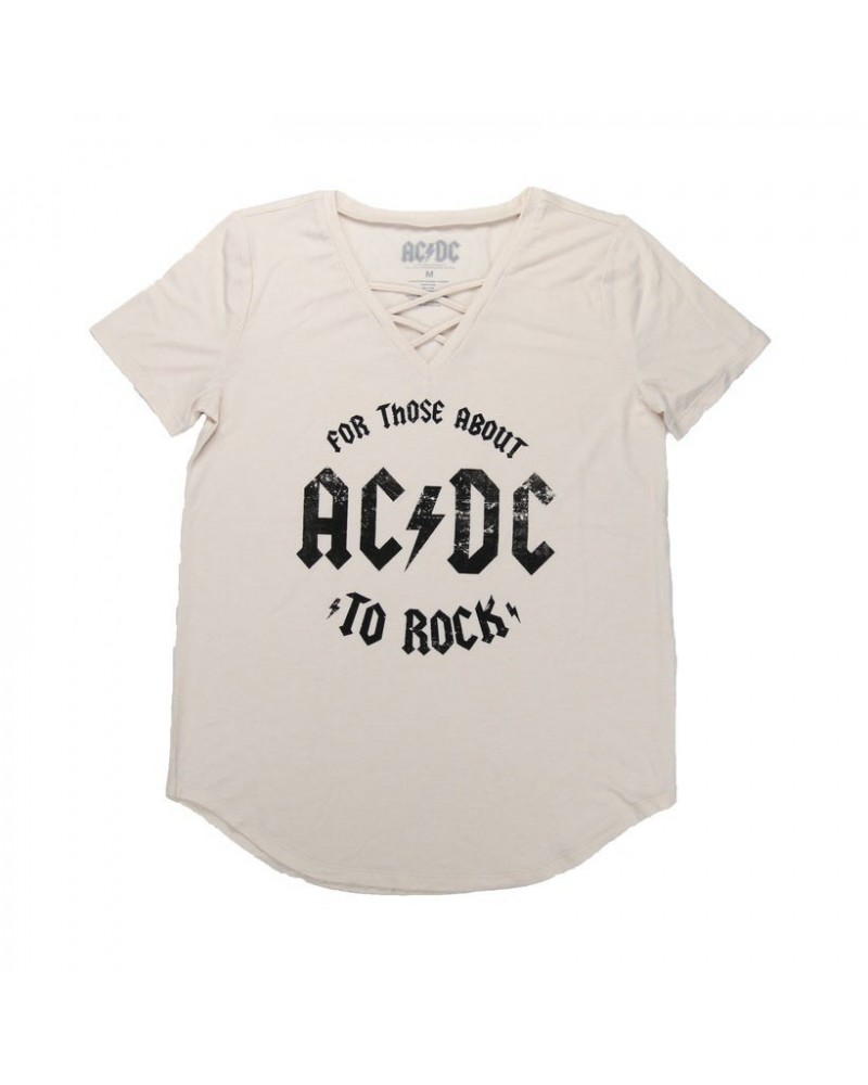 $2.10 AC/DC Womens For Those About To Rock Deep V T-Shirt Shirts