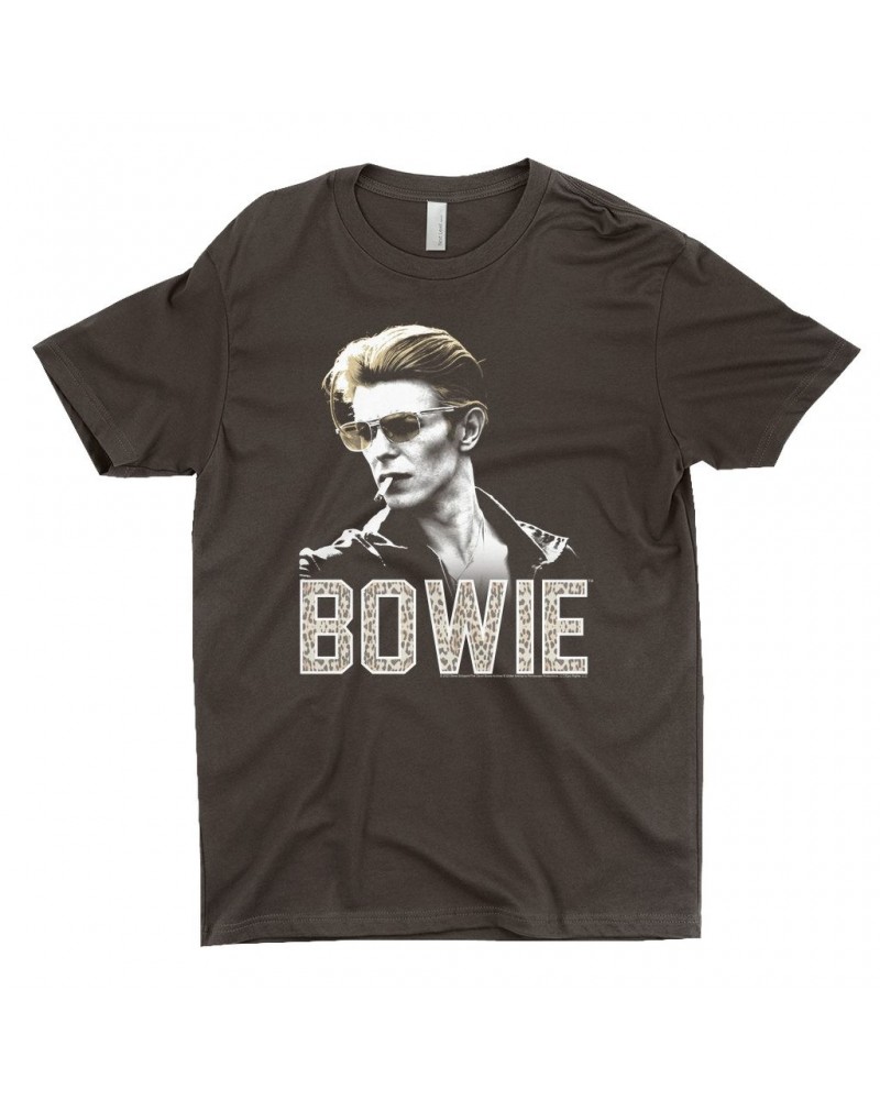 $10.98 David Bowie T-Shirt | The Man Who Fell To Earth Photo With Leopard Logo Shirt Shirts