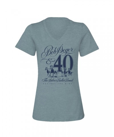 $10.00 Bob Seger & The Silver Bullet Band Against The Wind 40th Anniversary Ladies V-Neck Tee Shirts