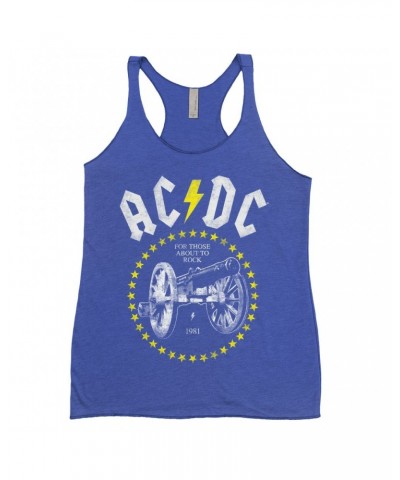 $13.03 AC/DC Ladies' Tank Top | 1981 For Those About To Rock Yellow Design Distressed Shirt Shirts