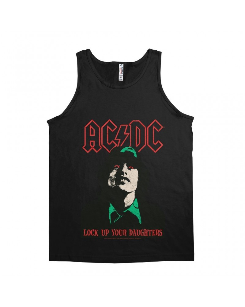 $8.48 AC/DC Unisex Tank Top | Lock Up Your Daughters Seeing Red Distressed Shirt Shirts