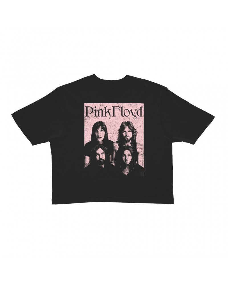 $9.70 Pink Floyd Ladies' Crop Tee | Pink Meddle Portrait Distressed Crop T-shirt Shirts