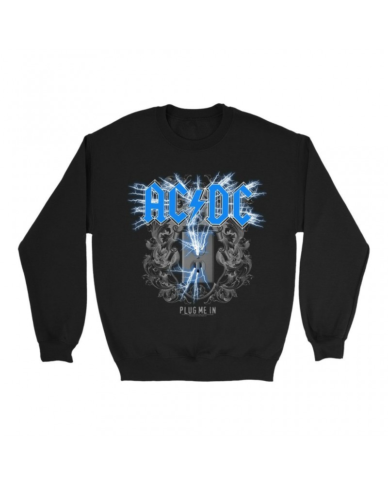 $16.08 AC/DC Sweatshirt | Plug Me In Blue Sweatshirt Sweatshirts