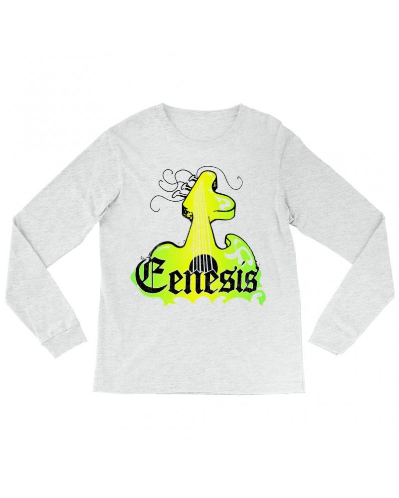 $11.08 Genesis Long Sleeve Shirt | Vintage Guitar Logo Shirt Shirts