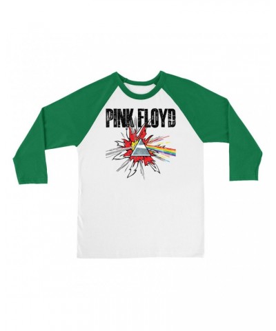 $13.48 Pink Floyd 3/4 Sleeve Baseball Tee | Pop Art Prism Distressed Shirt Shirts