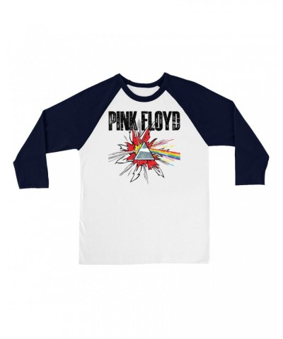 $13.48 Pink Floyd 3/4 Sleeve Baseball Tee | Pop Art Prism Distressed Shirt Shirts