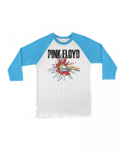 $13.48 Pink Floyd 3/4 Sleeve Baseball Tee | Pop Art Prism Distressed Shirt Shirts