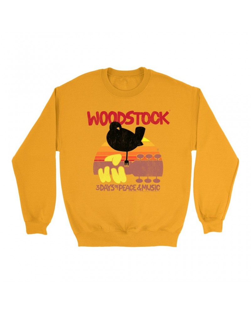 $12.93 Woodstock Bright Colored Sweatshirt | Bird And Guitar Sunset Sweatshirt Sweatshirts