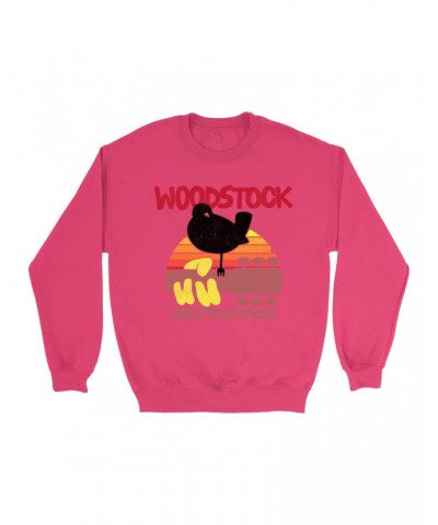 $12.93 Woodstock Bright Colored Sweatshirt | Bird And Guitar Sunset Sweatshirt Sweatshirts