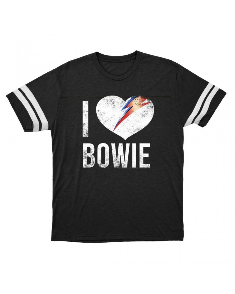 $14.17 David Bowie T-Shirt | I Heart Bowie Distressed Football Shirt Shirts