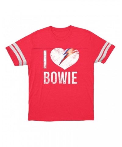 $14.17 David Bowie T-Shirt | I Heart Bowie Distressed Football Shirt Shirts