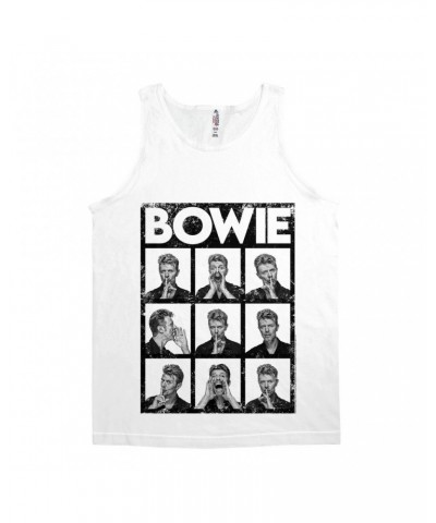 $7.49 David Bowie Unisex Tank Top | Black And White Photo Shoot Collage Design Distressed Shirt Shirts