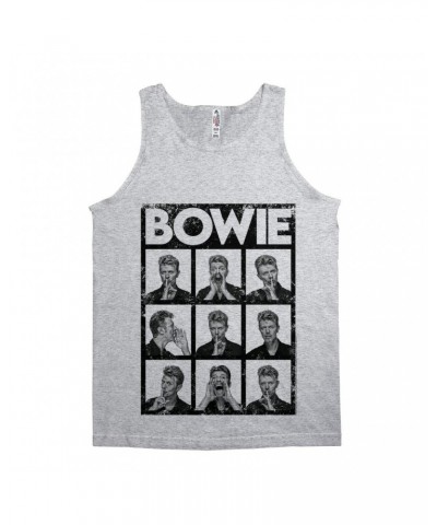 $7.49 David Bowie Unisex Tank Top | Black And White Photo Shoot Collage Design Distressed Shirt Shirts