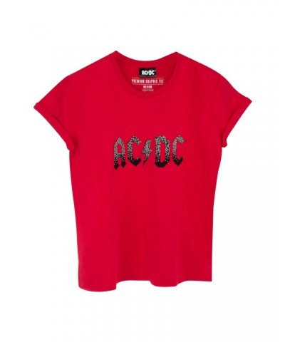 $1.90 AC/DC Sequin Band Logo Red T-Shirt Shirts