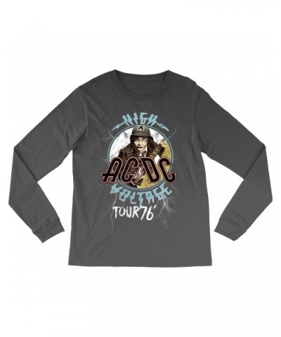 $8.99 AC/DC Long Sleeve Shirt | High Voltage '76 Tour Angus Young Image Distressed Shirt Shirts