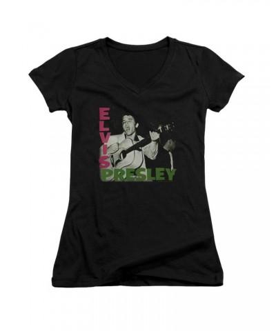 $7.20 Elvis Presley Junior's V-Neck Shirt | ELVIS PRESLEY ALBUM Junior's Tee Shirts