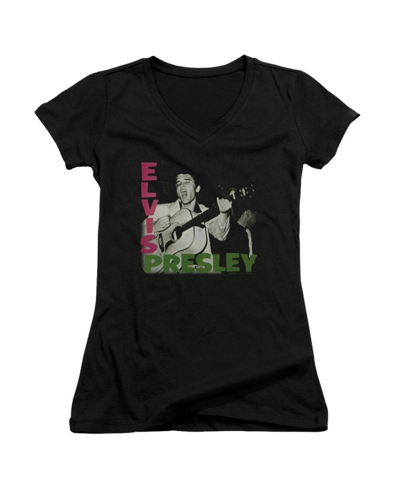 $7.20 Elvis Presley Junior's V-Neck Shirt | ELVIS PRESLEY ALBUM Junior's Tee Shirts