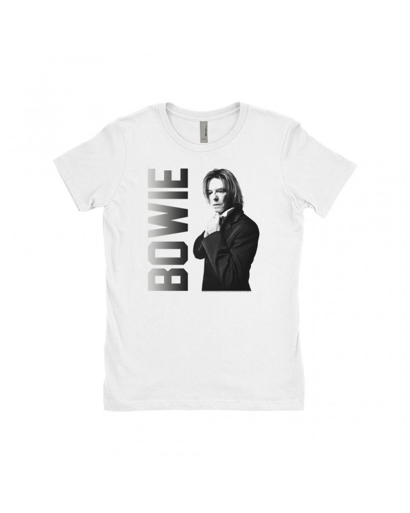 $8.23 David Bowie Ladies' Boyfriend T-Shirt | Bowie Black and White Mick Rock Design Shirt Shirts