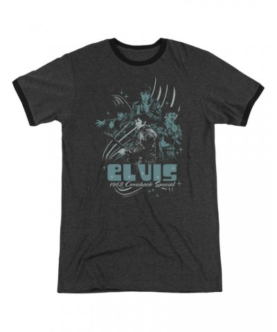 $8.58 Elvis Presley Shirt | 68 LEATHER Premium Ringer Tee Shirts