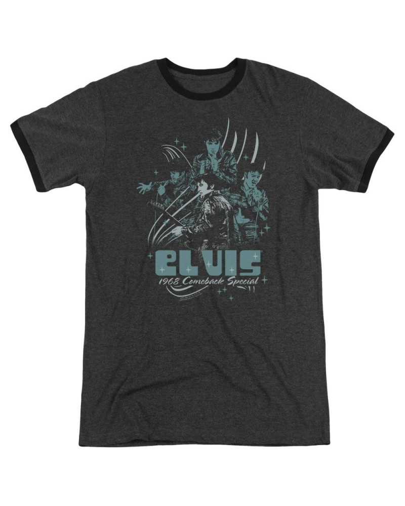 $8.58 Elvis Presley Shirt | 68 LEATHER Premium Ringer Tee Shirts